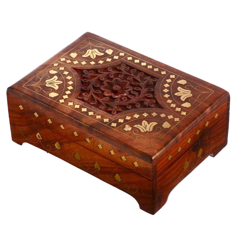 Шкатулка Fulari Indian Inlay Box Коричневый Шкатулка Fulari Indian Inlay Box Коричневый в Кирове | Loft Concept