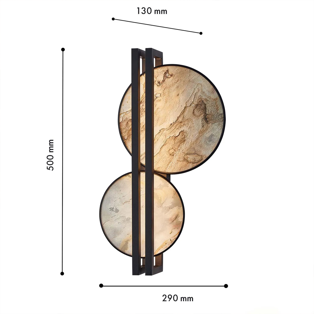 Бра из двух каменных дисков в металлической раме Constellation в Кирове