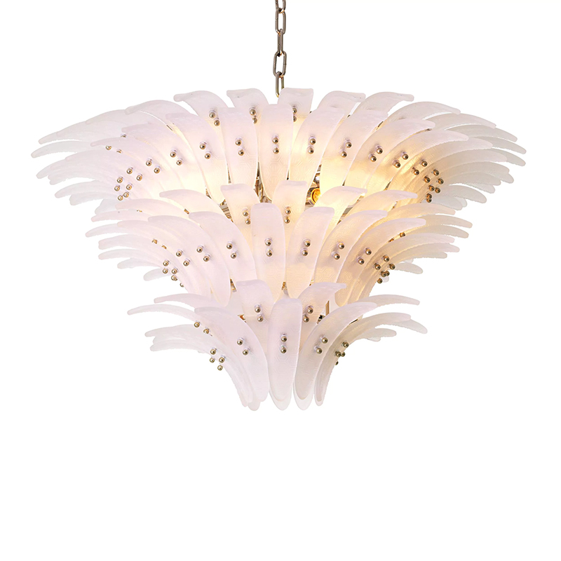Люстра Philipp Plein Chandelier Bel Air L Белая Белое матовое стекло Хром в Кирове | Loft Concept 