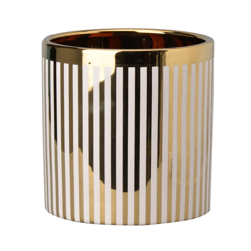 Ваза Gold & White Stripes Белый Золотой Ваза Gold & White Stripes Белый Золотой в Кирове | Loft Concept