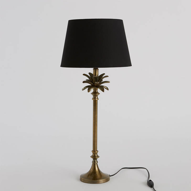Настольная лампа Palm Black Lampshade Латунь в Кирове | Loft Concept 