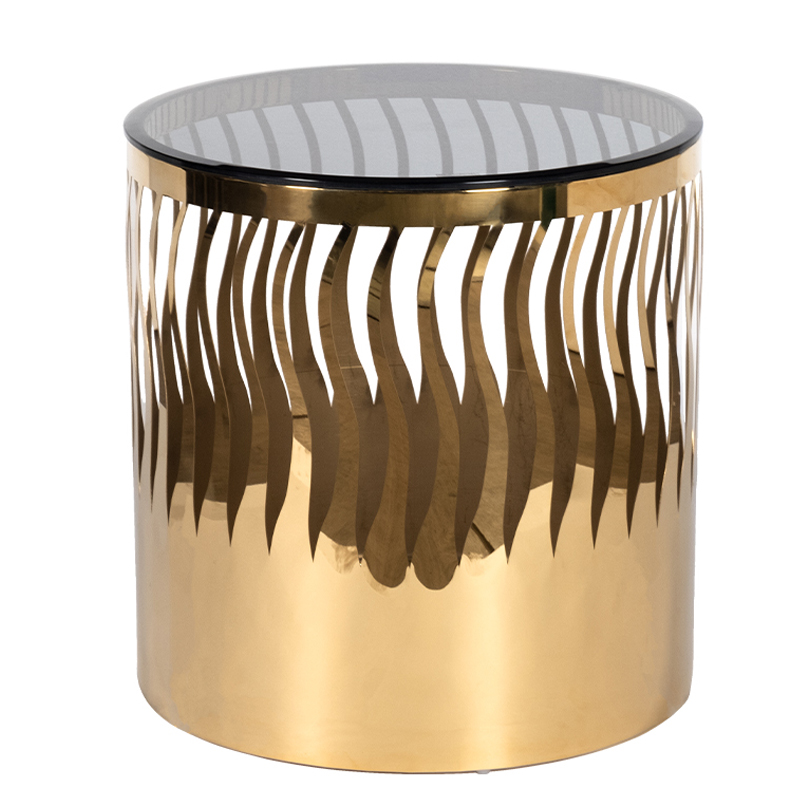 Приставной стол Emerson Side Table Глянцевое золото Стекло Смок Приставной стол Emerson Side Table Глянцевое золото Стекло Смок в Кирове | Loft Concept