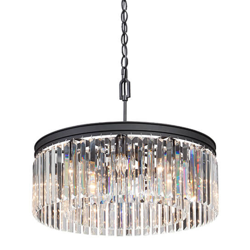 Люстра RH Rhys CLEAR GLASS Prism Round Chandelier прозрачное стекло 40 Черный матовый Люстра RH Rhys CLEAR GLASS Prism Round Chandelier прозрачное стекло 40 Черный матовый в Кирове | Loft Concept
