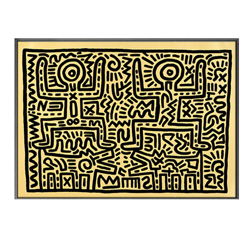 Постер Keith Haring 8 Черный Бежевый Постер Keith Haring 8 Черный Бежевый в Кирове | Loft Concept