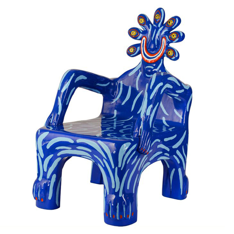 Кресло COBALT CREATURE ARMCHAIR Синий Мульти Кресло COBALT CREATURE ARMCHAIR Синий Мульти в Кирове | Loft Concept