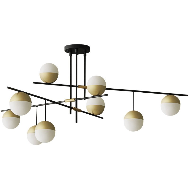 Люстра Balls white & brass 9 Белый Черный Латунь Люстра Balls white & brass 9 Белый Черный Латунь в Кирове | Loft Concept