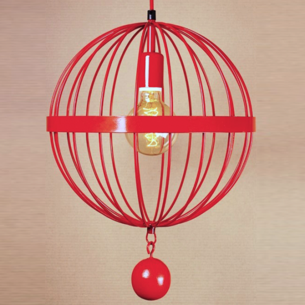 Подвесной светильник Wire Cage Pendant Spher Red Красный в Кирове | Loft Concept 