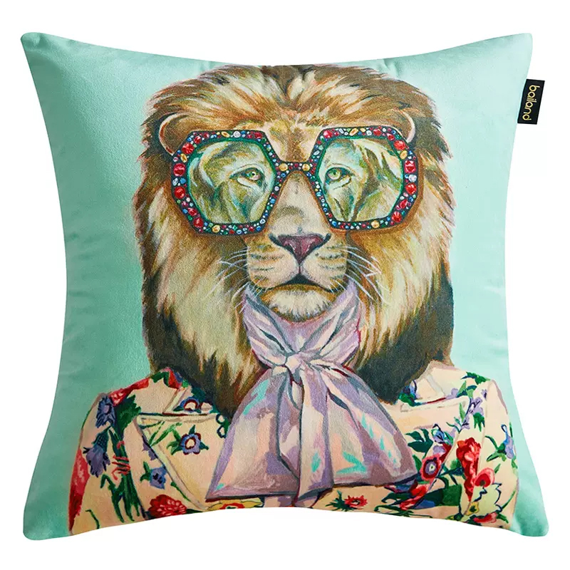 Декоративная подушка Стиль Gucci Leo Fashion Animals Cushion Mint Мятный Мульти Декоративная подушка Стиль Gucci Leo Fashion Animals Cushion Mint Мятный Мульти в Кирове | Loft Concept
