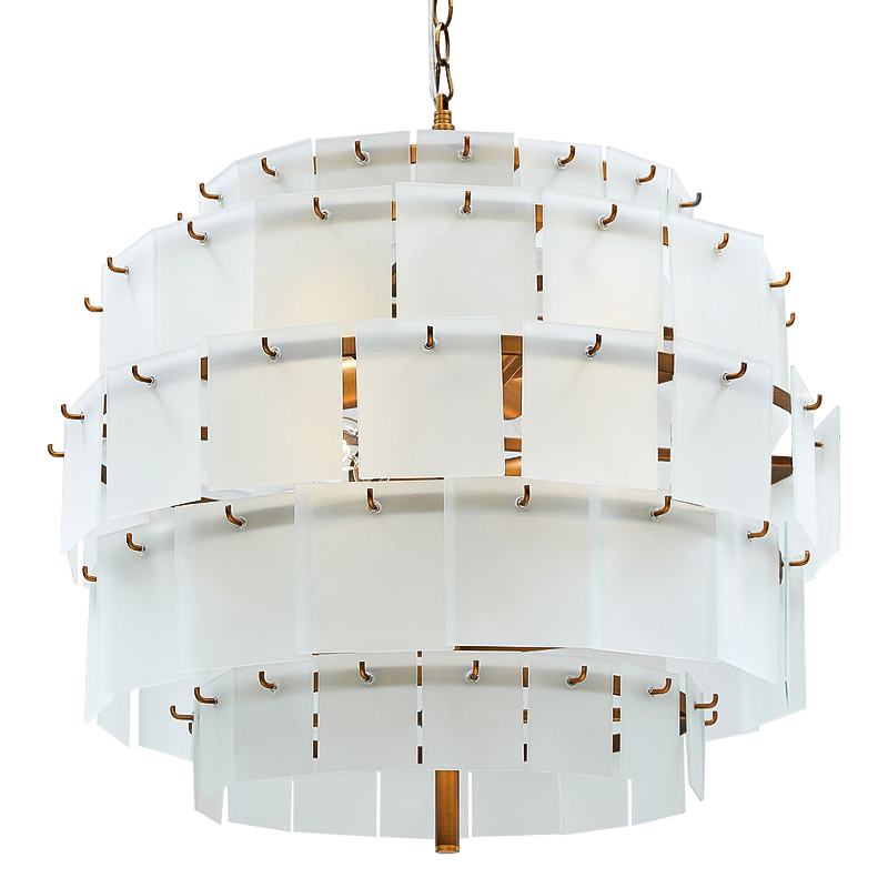Люстра Glass Square Plates Chandelier Медь Белый в Кирове | Loft Concept 