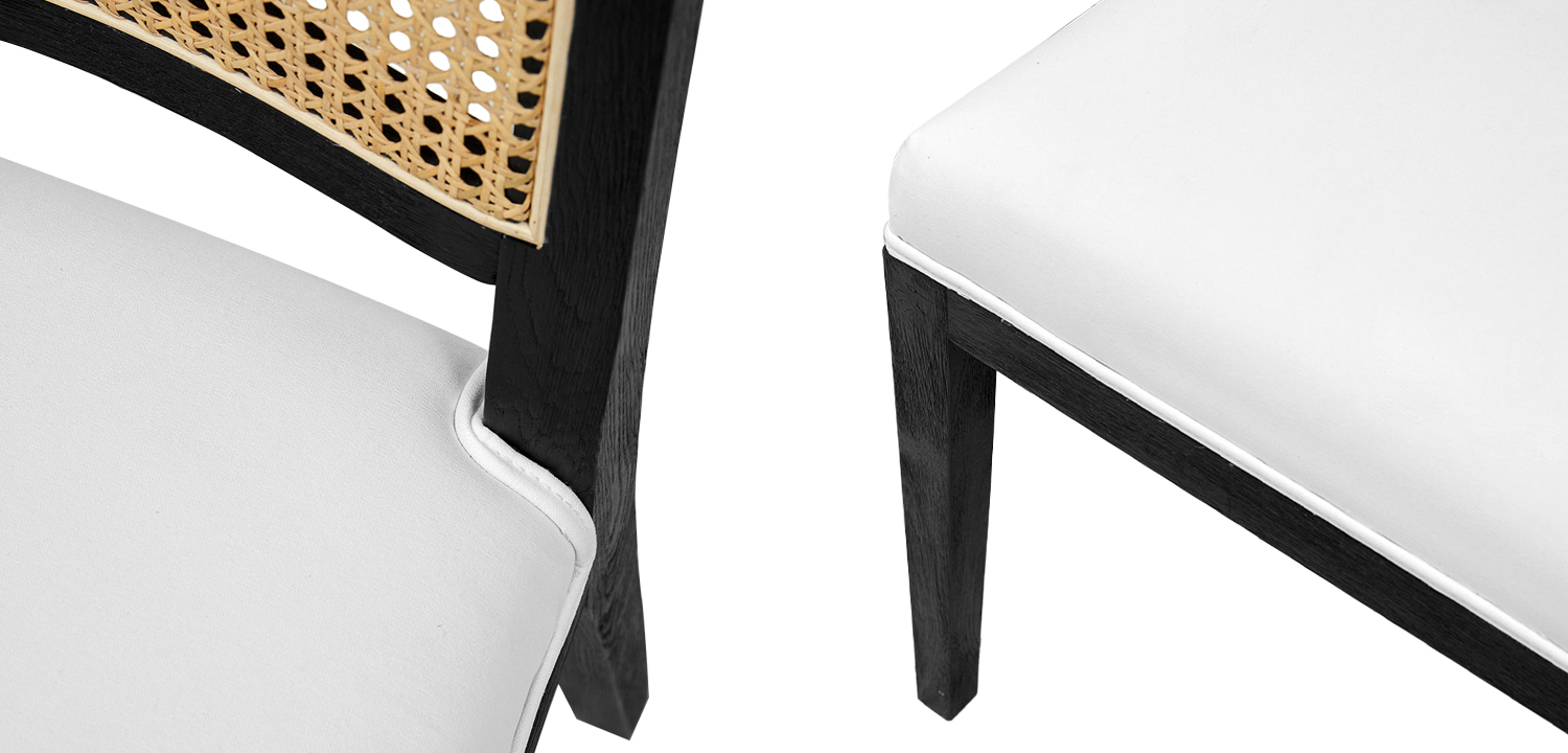 Деревянный стул со спинкой из ротанга Kenan Wicker Chair - фото