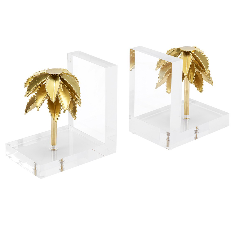 Держатель для книг BOOKEND PALMERY SET 2PCS Прозрачный Латунь в Кирове | Loft Concept 