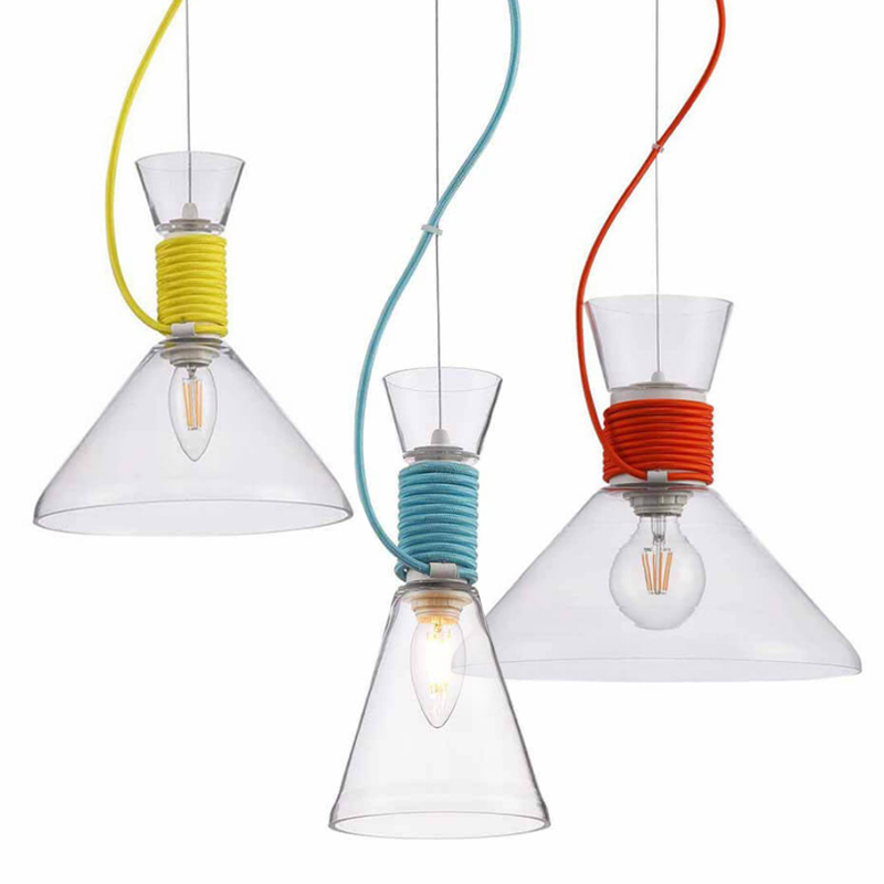 Подвесной Светильник Lamp With Multi-Colored Ropes Прозрачное Стекло Желтый Красный Голубой Подвесной Светильник Lamp With Multi-Colored Ropes Прозрачное Стекло Желтый Красный Голубой в Кирове | Loft Concept