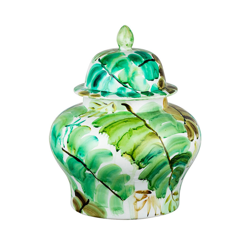 Ваза Vase Green Leaves II Белый Зеленый Ваза Vase Green Leaves II Белый Зеленый в Кирове | Loft Concept