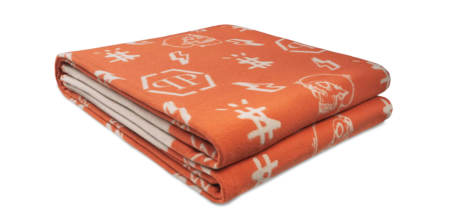Плед Philipp Plein Plaid Cashmere Skull Orange - фото №1