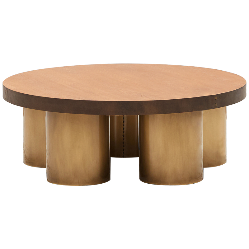 Круглый кофейный стол Stokes Coffee Table Латунь Коричневый Древесина Круглый кофейный стол Stokes Coffee Table Латунь Коричневый Древесина в Кирове | Loft Concept