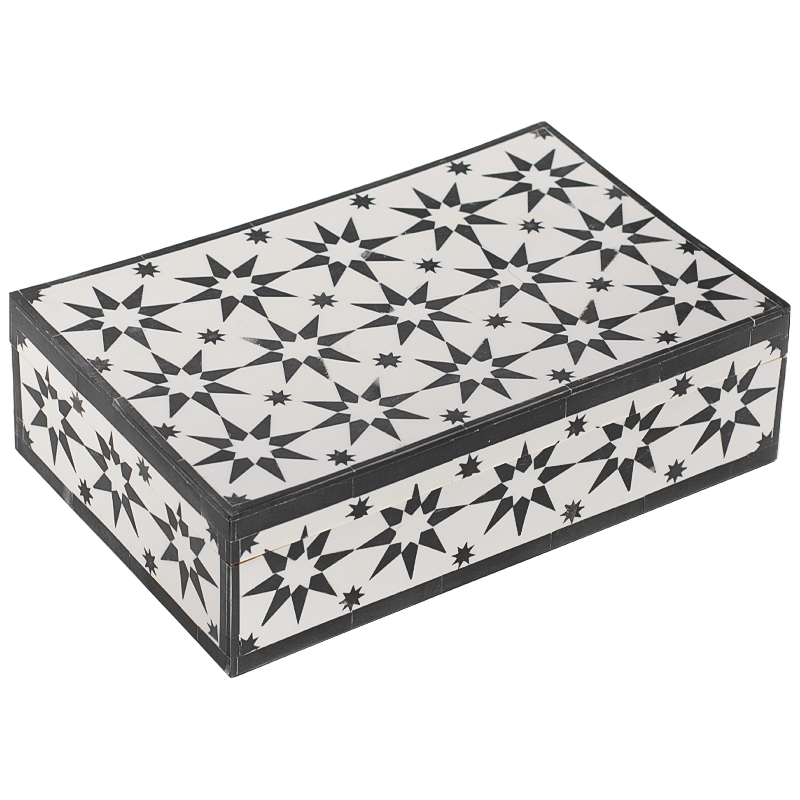 Шкатулка Stars Bone Inlay Черно-белый Шкатулка Stars Bone Inlay Черно-белый в Кирове | Loft Concept