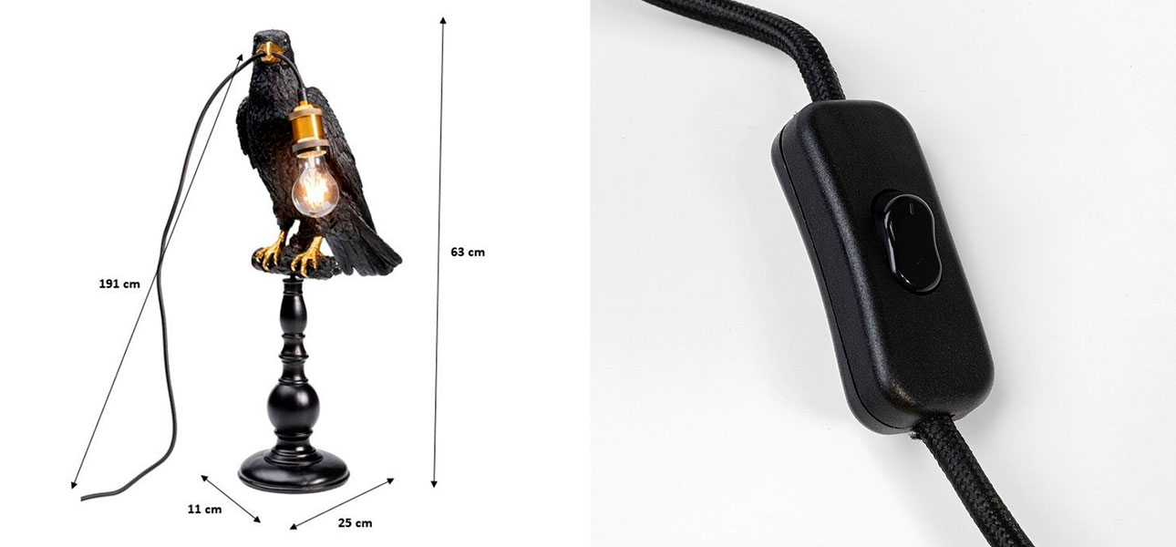 Настольная лампа Ворон Black Raven - фото №2