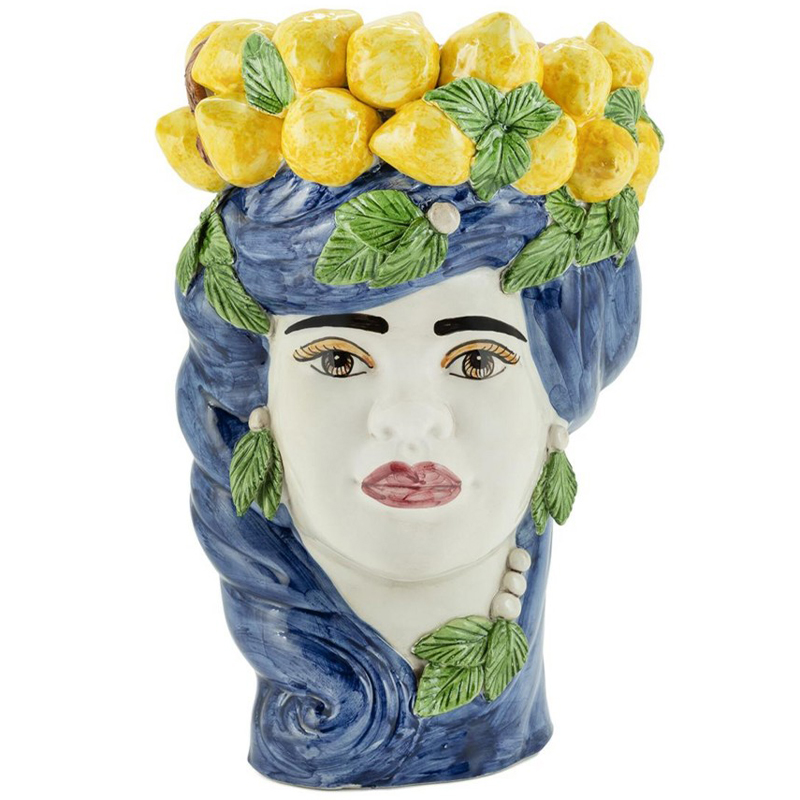Ваза Vase Lemon Head Lady Blue Синий Желтый Зеленый Мульти Ваза Vase Lemon Head Lady Blue Синий Желтый Зеленый Мульти в Кирове | Loft Concept