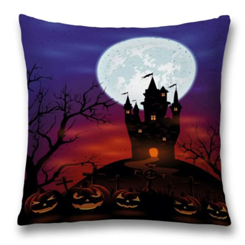 Подушка Halloween Castle Синий Черный Красный Подушка Halloween Castle Синий Черный Красный в Кирове | Loft Concept