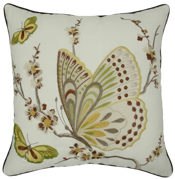 Декоративная подушка Вышивка butterfly Желтый ivory ( слоновая кость ) Декоративная подушка Вышивка butterfly Желтый ivory ( слоновая кость ) в Кирове | Loft Concept