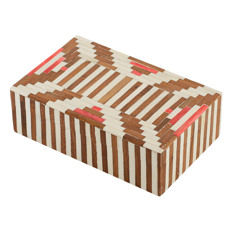 Шкатулка инкрустация костью  Bone Inlay Box Red Оранжевый Древесина Бежевый в Кирове | Loft Concept 