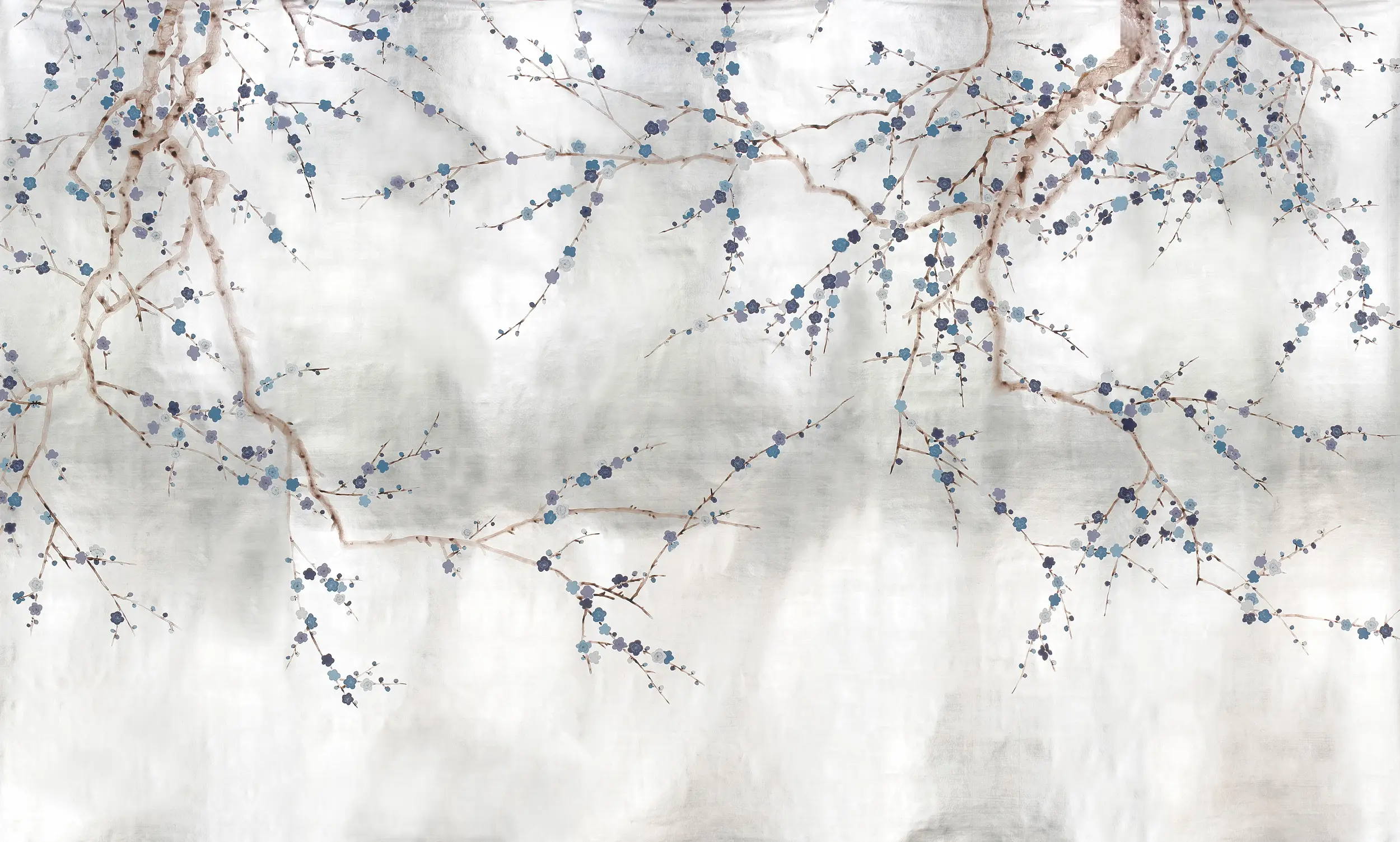 Обои ручная роспись Plum Blossom Hokusai on Tarnished Silver gilded paper Обои ручная роспись Plum Blossom Hokusai on Tarnished Silver gilded paper - постер Loft-Concept в Кирове