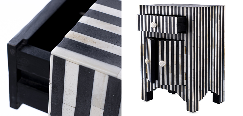 Тумба инкрустация костью Inlaid Bone Stripes чёрно-белые полосы Тумба инкрустация костью Inlaid Bone Stripes чёрно-белые полосы - Loft-Concept в Кирове