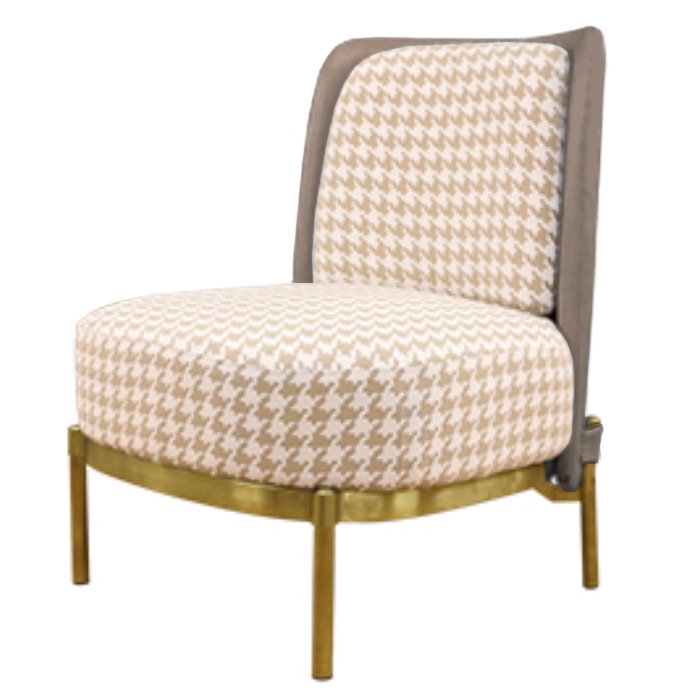 Кресло Pied de poule Beige Armchair Бежевый Латунь Молочный Кресло Pied de poule Beige Armchair Бежевый Латунь Молочный в Кирове | Loft Concept
