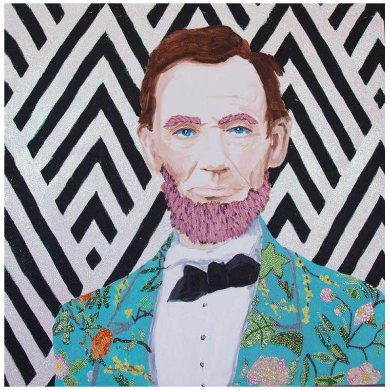 Картина “Abraham Lincoln with Gucci Floral Suit, Pink Beard, and Zig Zag Background” Мульти Картина “Abraham Lincoln with Gucci Floral Suit, Pink Beard, and Zig Zag Background” Мульти в Кирове | Loft Concept