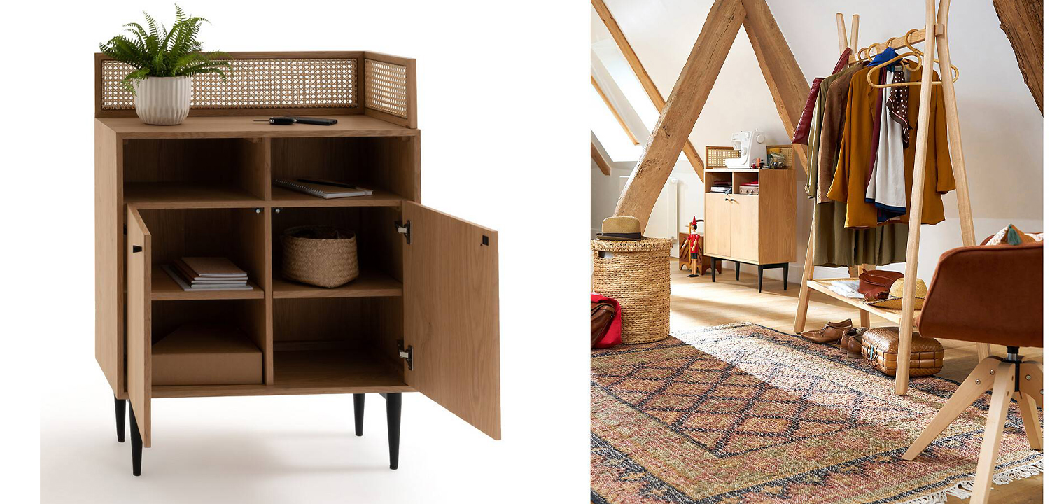 Комод из дуба и ротанга Agnar Wicker Chest of drawers - фото