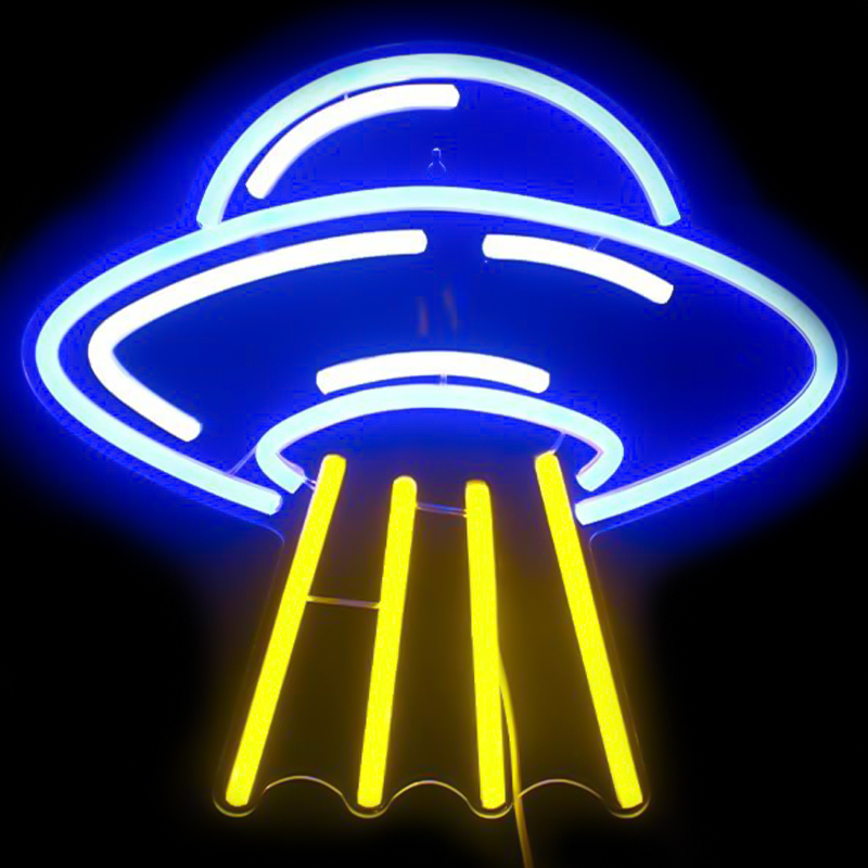 Неоновая настенная лампа UFO Neon Wall Lamp Желтый Синий Неоновая настенная лампа UFO Neon Wall Lamp Желтый Синий в Кирове | Loft Concept