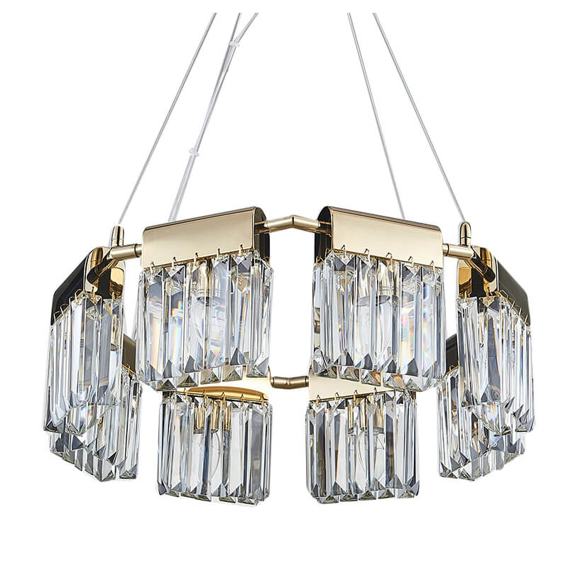 Люстра Crystal Pendants gold 8 Глянцевое золото Прозрачное Стекло Люстра Crystal Pendants gold 8 Глянцевое золото Прозрачное Стекло в Кирове | Loft Concept