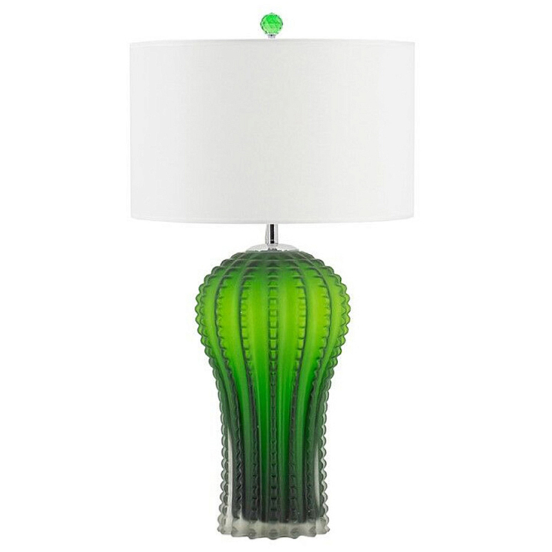 Настольная лампа с тканевым абажуром и основанием в форме кактуса Cactus Table Lamp Белый Зеленый в Кирове | Loft Concept 