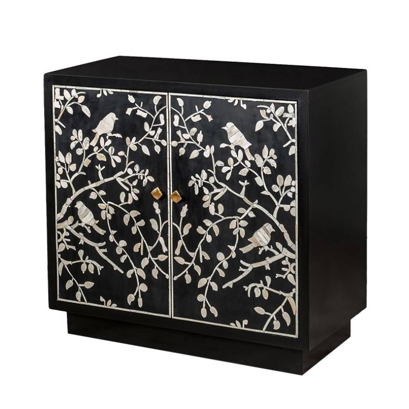 Комод инкрустация костью White bird on black Белый Черный Комод инкрустация костью White bird on black Белый Черный в Кирове | Loft Concept
