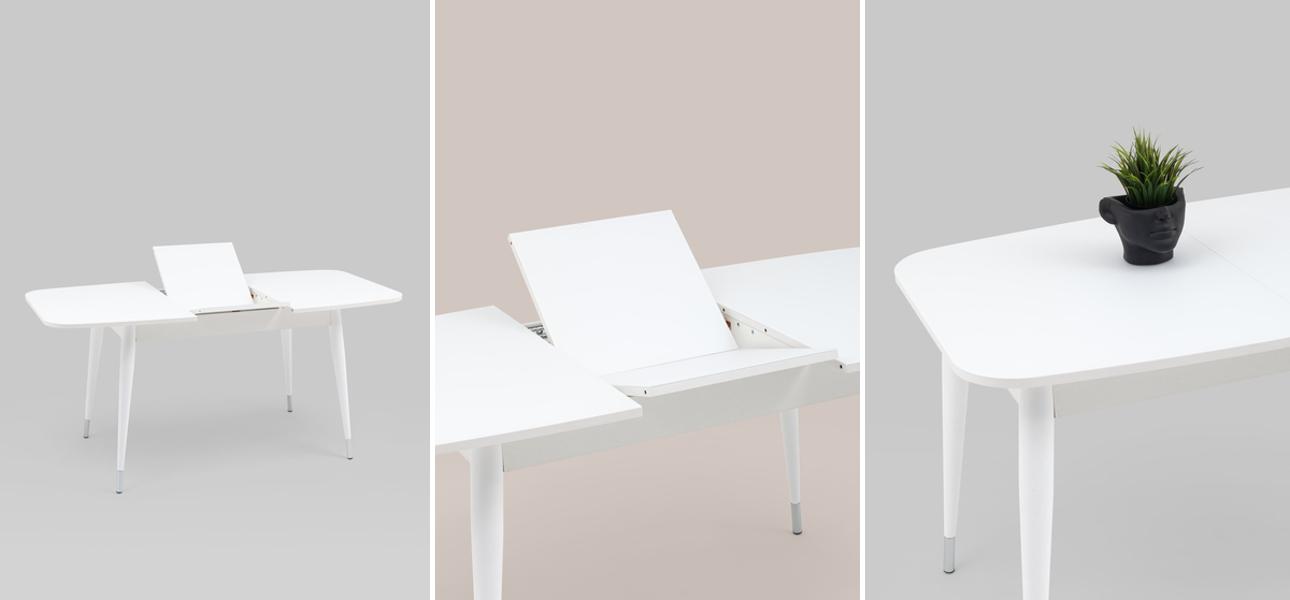 Стол обеденный раскладной Linnaeus Collection ширина 120 Белый - фото №1