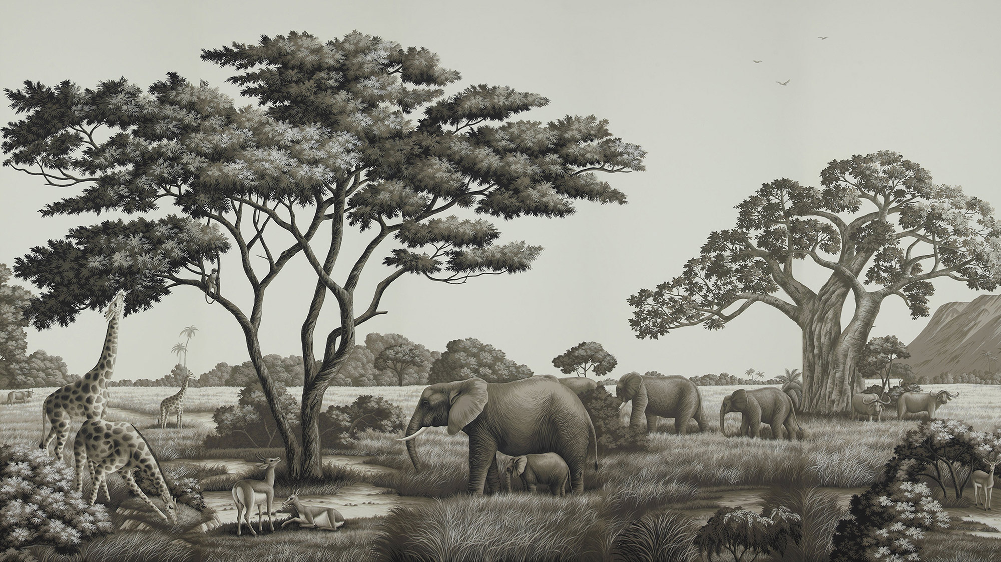 Обои ручная роспись African Savannah Colourway SC-94 on scenic paper Обои ручная роспись African Savannah Colourway SC-94 on scenic paper - постер Loft-Concept в Кирове