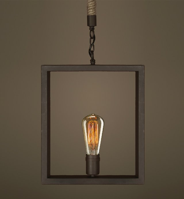 Подвесной светильник Quadrate Loft Rope Light Коричневый Подвесной светильник Quadrate Loft Rope Light Коричневый в Кирове | Loft Concept