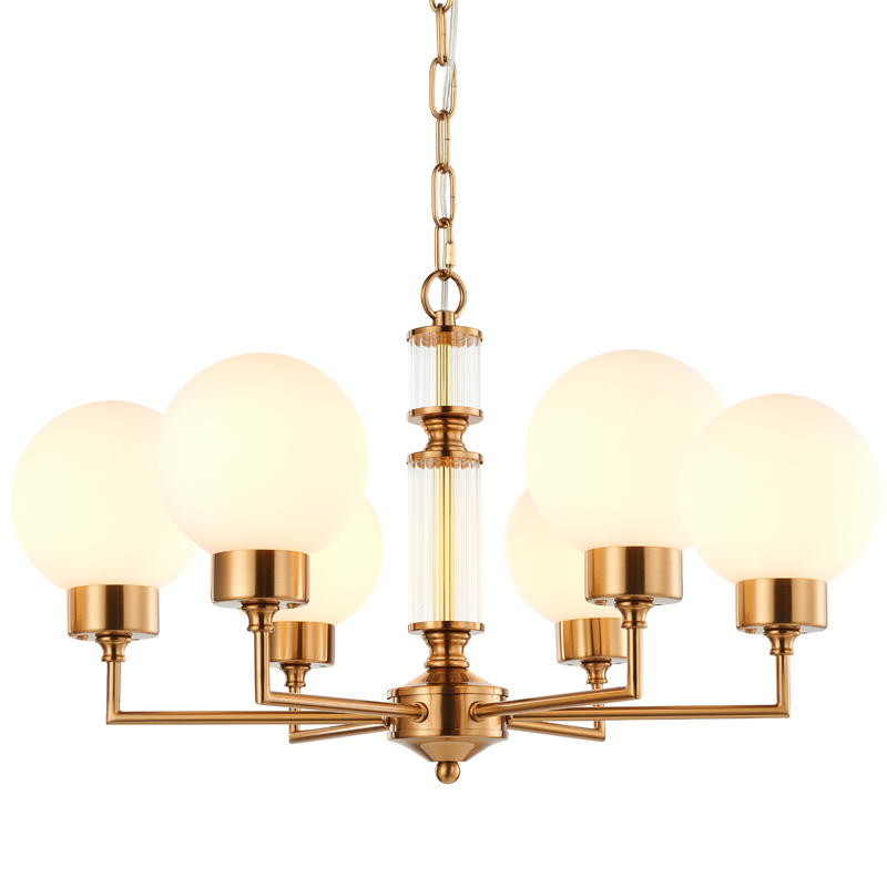 Люстра Zibille Chandelier Brass 58 Латунь Белое матовое стекло Прозрачный Люстра Zibille Chandelier Brass 58 Латунь Белое матовое стекло Прозрачный в Кирове | Loft Concept