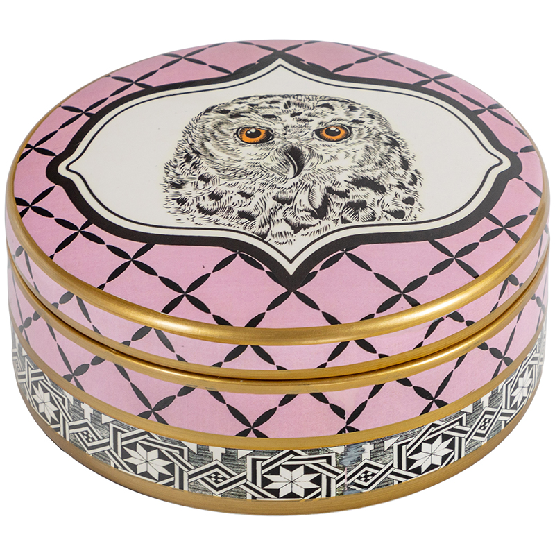 Шкатулка Owl Collection Pink Box Золотой Розовый Черно-белый Шкатулка Owl Collection Pink Box Золотой Розовый Черно-белый в Кирове | Loft Concept
