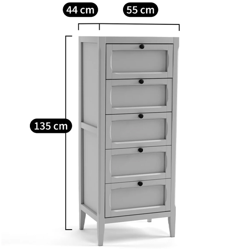 Комод узкий с 5-ю ящиками серый Silva Grey Chest of Drawers Комод узкий с 5-ю ящиками серый Silva Grey Chest of Drawers в Кирове