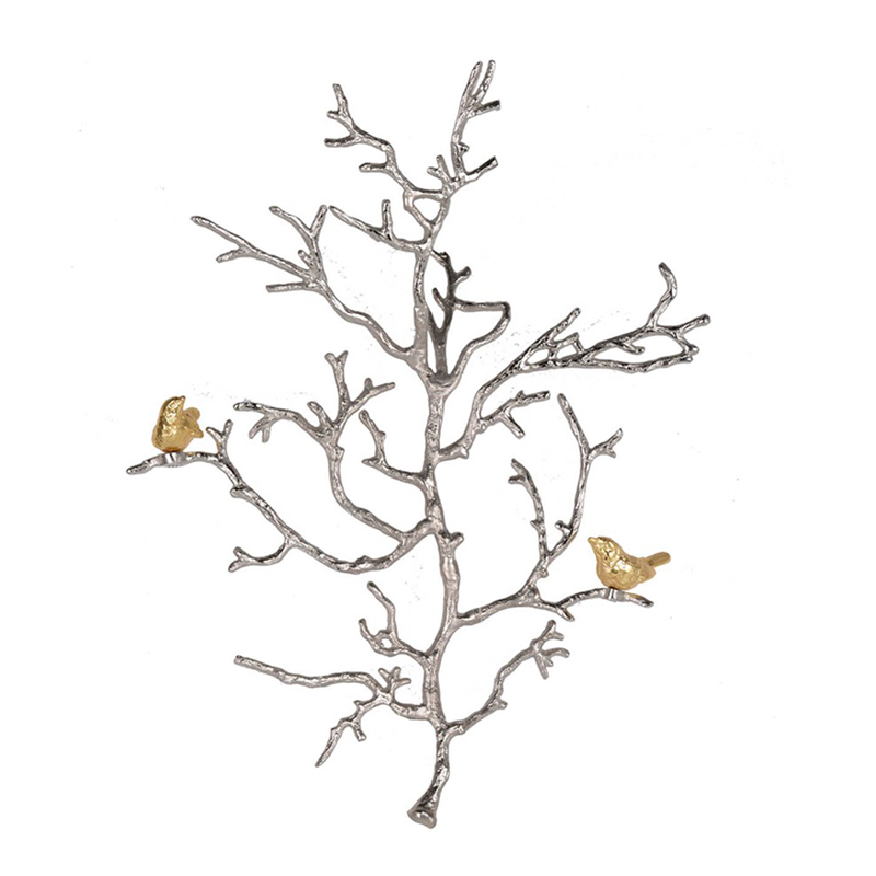 Настенный декор Tree Branch & Bird Золотой Сатиновое Серебро Настенный декор Tree Branch & Bird Золотой Сатиновое Серебро в Кирове | Loft Concept