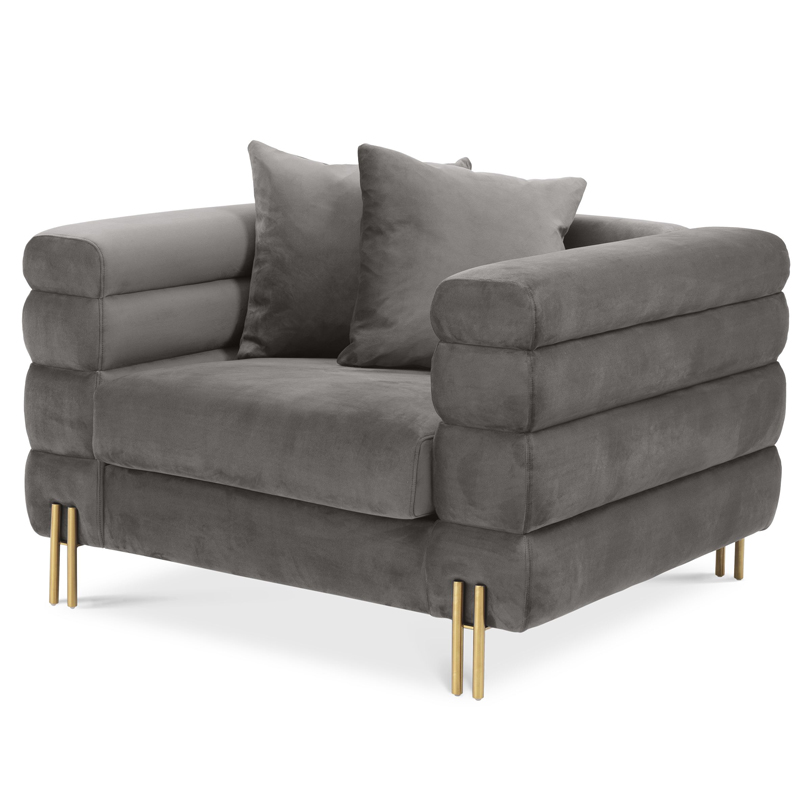 Кресло Eichholtz Chair York grey Серый Латунь в Кирове | Loft Concept 
