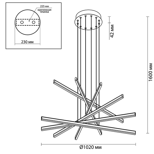 Люстра Rolf Six Black Lines Chandelier Люстра Rolf Six Black Lines Chandelier в Кирове