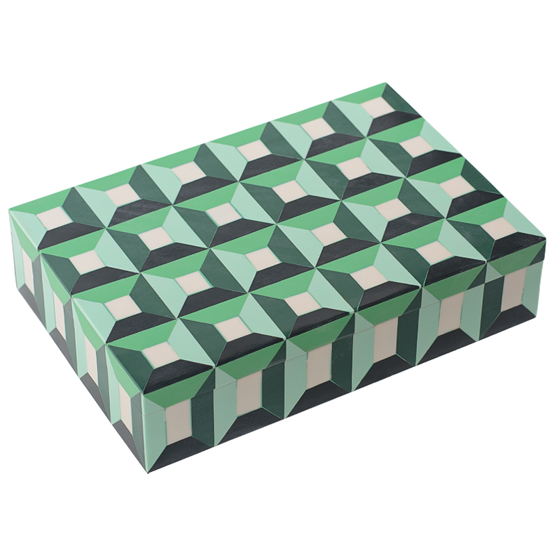 Шкатулка Squares Green Bone Inlay Box Зеленый Белый Шкатулка Squares Green Bone Inlay Box Зеленый Белый в Кирове | Loft Concept