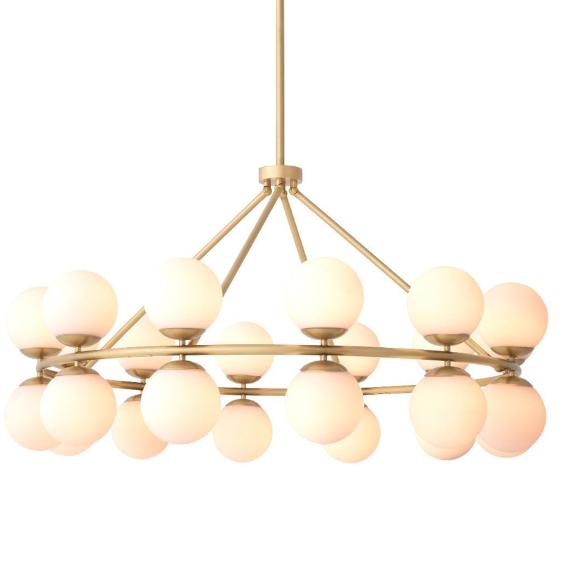 Люстра Eichholtz Chandelier Hutchinson Brass Латунь Античная полированная Белое матовое стекло Люстра Eichholtz Chandelier Hutchinson Brass Латунь Античная полированная Белое матовое стекло в Кирове | Loft Concept