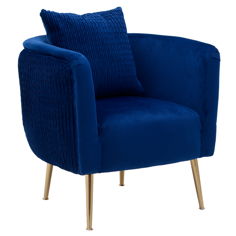 Кресло Yvette Armchair Blue Синий Глянцевое золото Кресло Yvette Armchair Blue Синий Глянцевое золото в Кирове | Loft Concept