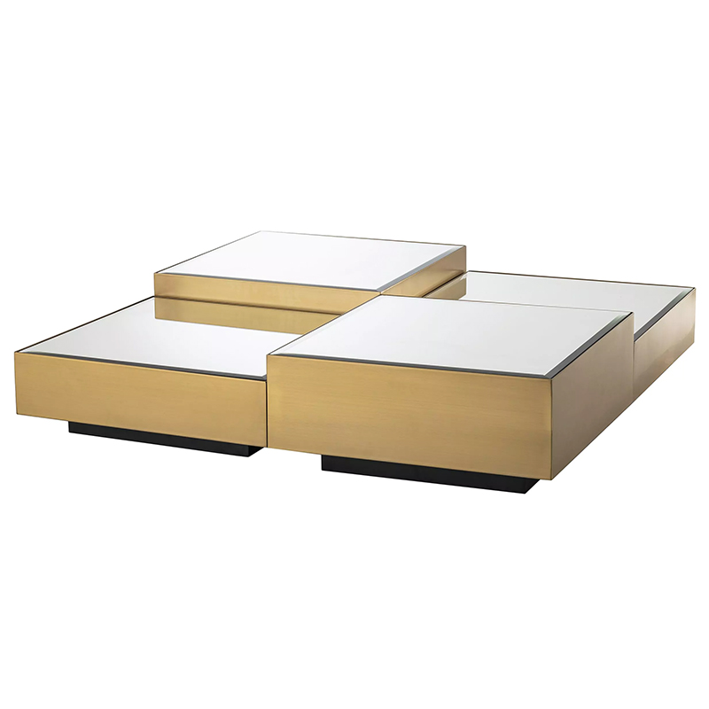 Комплект кофейных столиков Eichholtz Coffee Table Esposito set of 4 Mirror Glass Латунь Зеркало Комплект кофейных столиков Eichholtz Coffee Table Esposito set of 4 Mirror Glass Латунь Зеркало в Кирове | Loft Concept