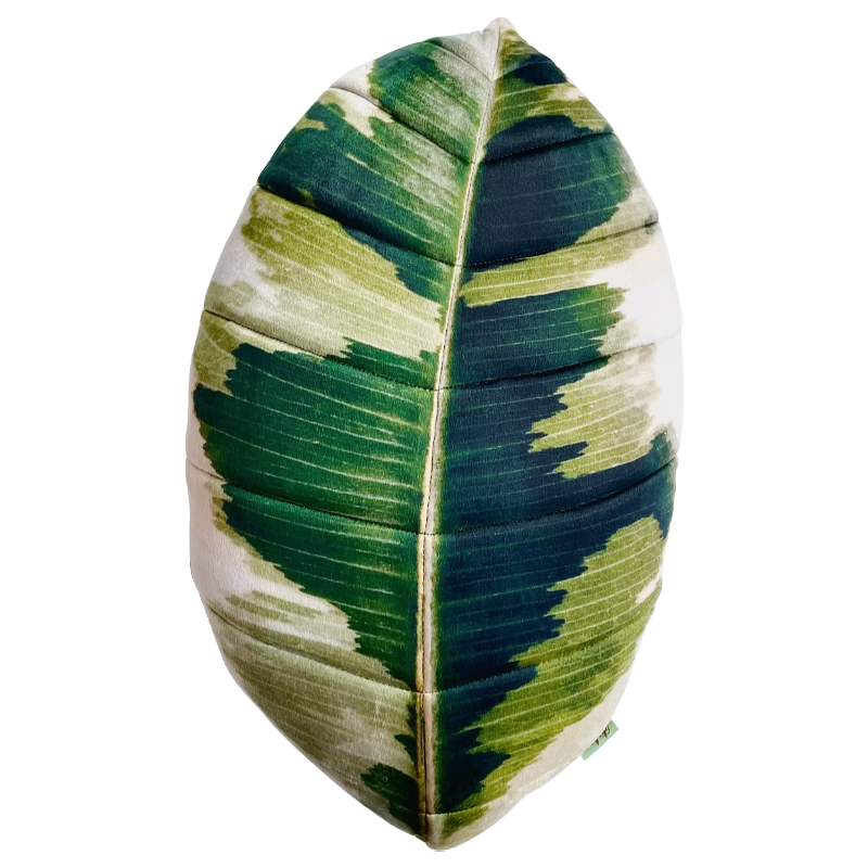 Декоративная подушка Botanical Cushion Ficus Elastica Зеленый Салатовый Белый Декоративная подушка Botanical Cushion Ficus Elastica Зеленый Салатовый Белый в Кирове | Loft Concept
