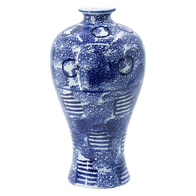 Ваза из фарфора сине-белого цвета Blue & White Ornament Белый Синий Ваза из фарфора сине-белого цвета Blue & White Ornament Белый Синий в Кирове | Loft Concept