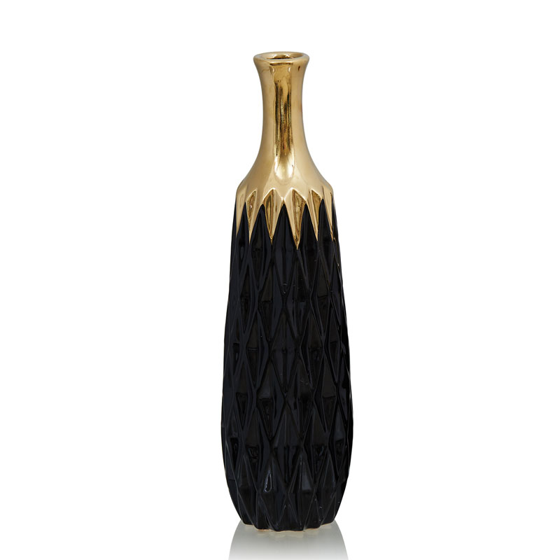 Ваза Gold Neck Vase Глянцевое золото Черный Ваза Gold Neck Vase Глянцевое золото Черный в Кирове | Loft Concept